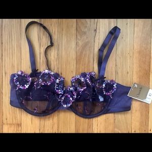 NWT Purple Floral Chantelle Demi Bra - 34D